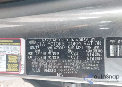 2017 Kia Niro Ex Touring from USA, damaged, VIN KNDCE3LC6H5088752